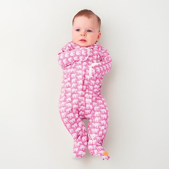 Roberta Roller Rabbit Pink "Hathi Elephant" Soft Pima Cotton Footie Sleeper 3-6m - Picture 3 of 10